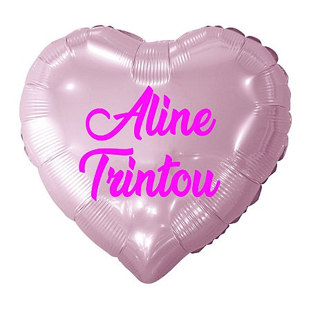 Balão Metalizado Coração Personalizado - Letra Alegra Pink