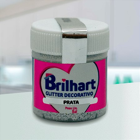 Glitter Decorativo Comestível Brilhart 5g - Prata