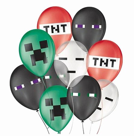 Balões Bexigas Festa Minecraft - 9 Polegadas (23cm) - 25 Unidades