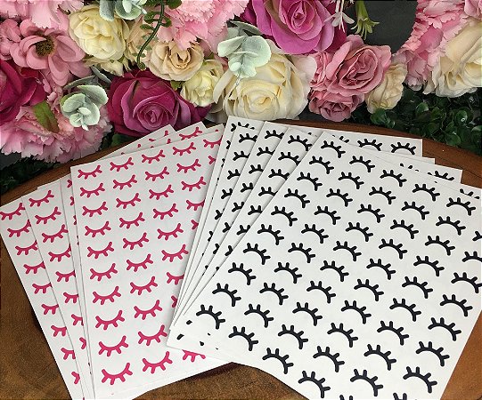 Adesivo decoração cílios - 3cm x 5cm - kit 5 pares