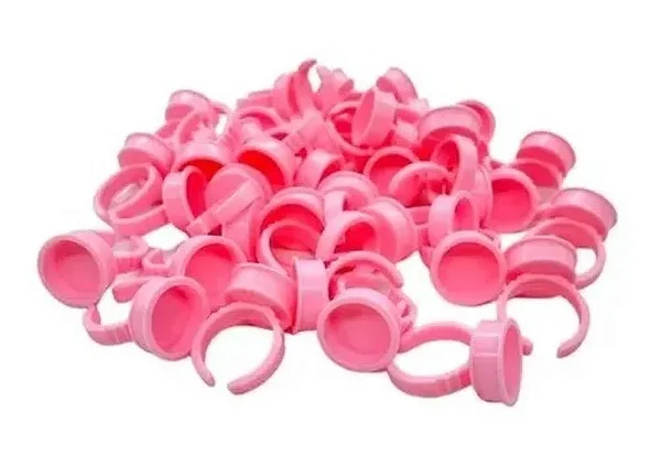 Anel com batoque fixo médio SEM divisória - Rosa - 50 un. descartáveis