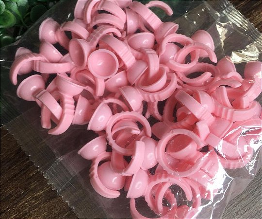 Anel com batoque fixo pequeno -  Rosa - 50 un. descartáveis