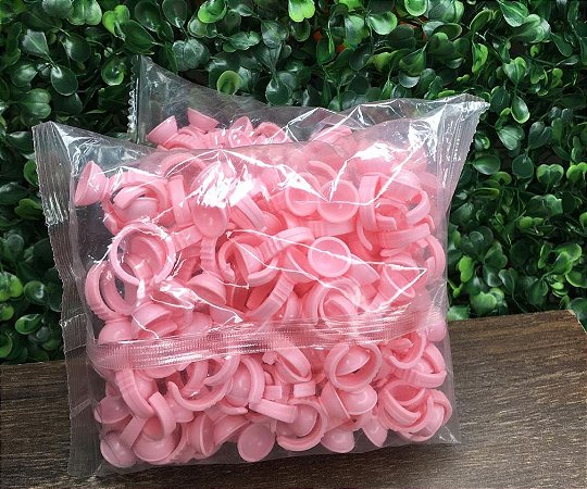 Anel com batoque fixo pequeno sem divisória -  Rosa - 100 un. descartáveis