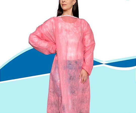 Avental Descartável Manga longa- Rosa/Pink- unidade