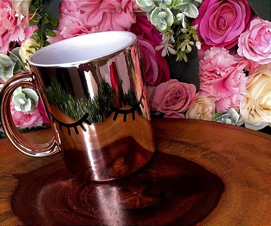Caneca Cerâmica Dourada