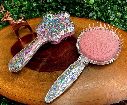 Escova cabelo glitter