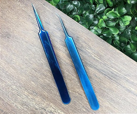 Pinça Azul Curva - Ponta Fina