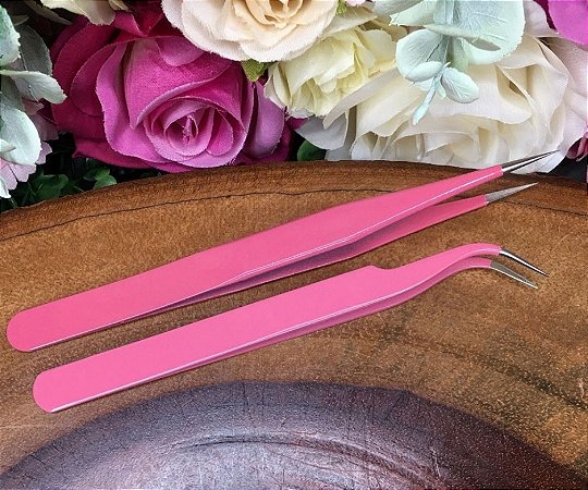 Pinça Curva - Rosa