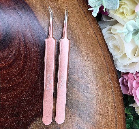 Pinça Fada Color Ponta Fina Curva - Rose Gold