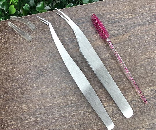 Pinça para extensão de cílios metal - curva e curva L