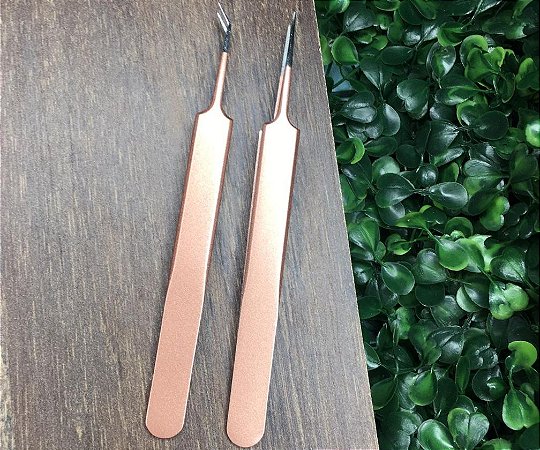 Pinça Rose Gold Curva - Ponta Fina