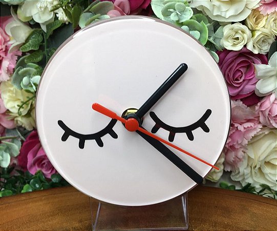 Relógio decorativo de mesa - cílios