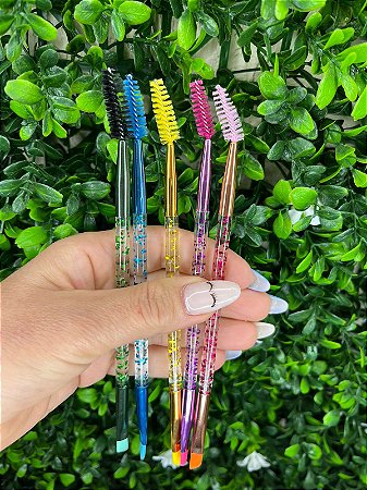 Pincel duplo escova - chanfrado - glitter colorido