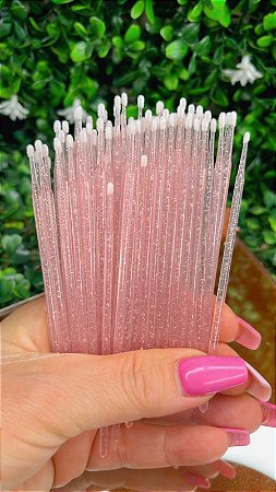 Microbrush - pct 100un. - cabo glitter