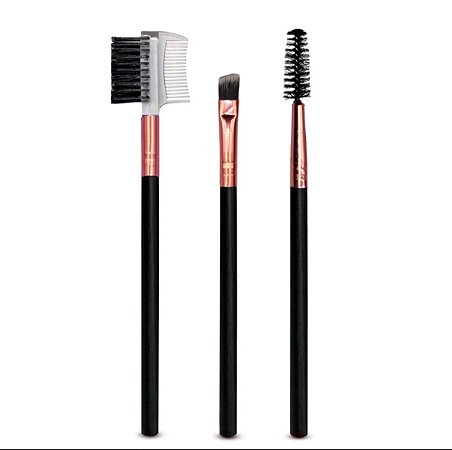Kit 3 pincéis para sobrancelhas