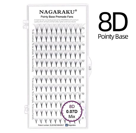 Cílios Nagaraku (Tufinho) Premade 8D 0,07D - MIX-8ao14nn