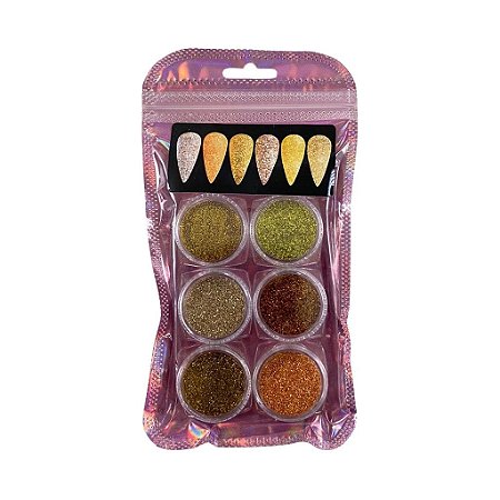 Kit 6 potinhos de glitter