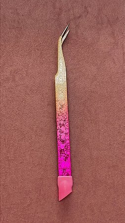 Pinça pink-dourada brilhante - semi curva