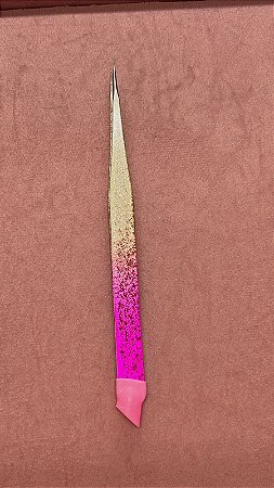 Pinça pink-dourada brilhante - reta