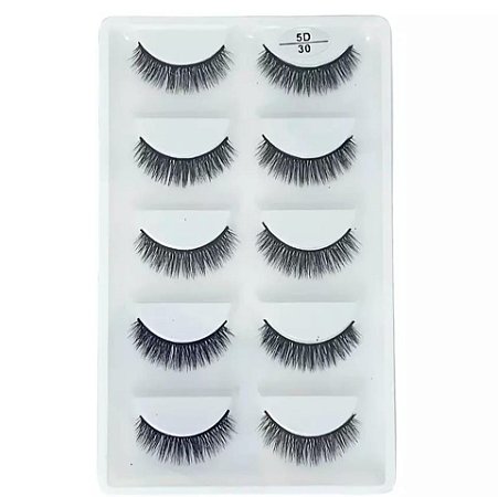 Cílios Postiço Estilo Boneca Arredondado - 5 pares