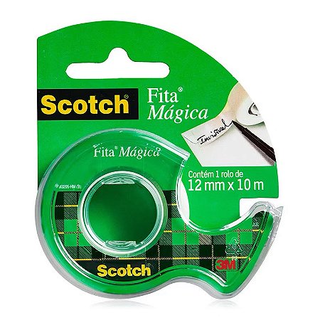 Fita mágica Scotch 3M - 12mm x 10m (com suporte)