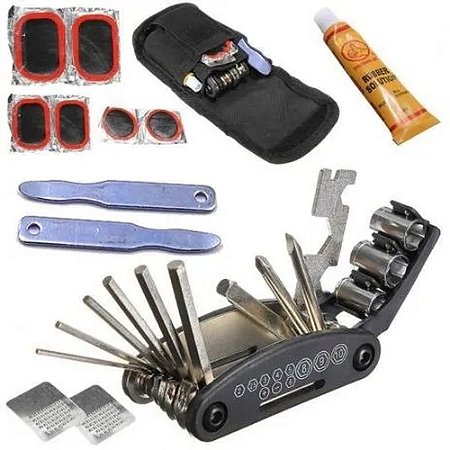 Kit Ferramenta Reparo Remendo Bicicleta Com Bolsa CL-8010