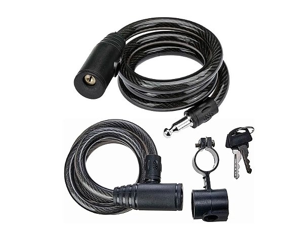 Cadeado Aço Bike Moto Com Chave Anti Furto 100cm x 12mm