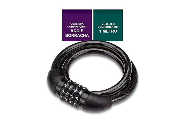 Cadeado Aço Bike Moto C Senha Código Resistente 100cm x 12mm
