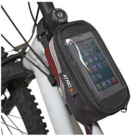 Bolsa Para Quadro De Bicicleta Com Porta Celular Cor Preto Atrio
