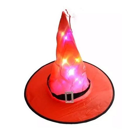 Chapéu De Bruxa Bember Com Luzes De Led Halloween Carnaval