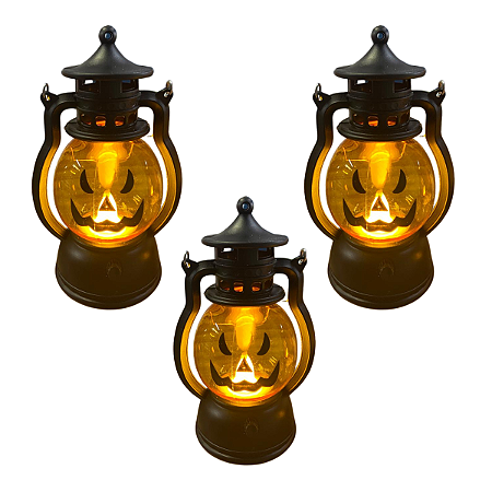 Lanterna Mini  Lampião de Led de Abóbora Decoração Halloween