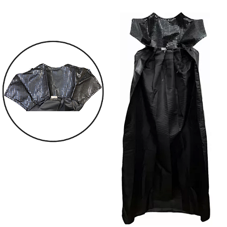 Capa Malévola Longa Cetim Gola Paete Fantasia Halloween Carnaval