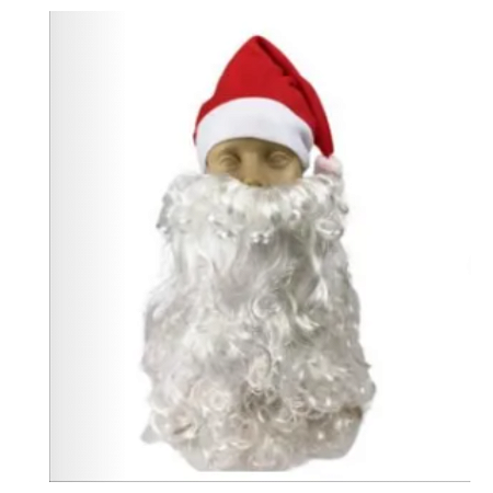 Kit Gorro Barba Com Bigode De Papai Noel Natal Festas 100g