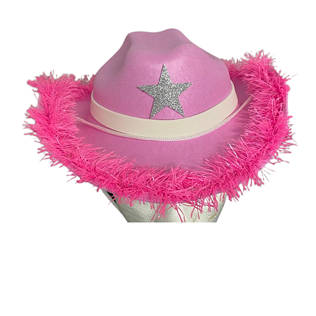 Chapéu Country Rosa Pluma Cowgirl Boiadeira Festa Junina