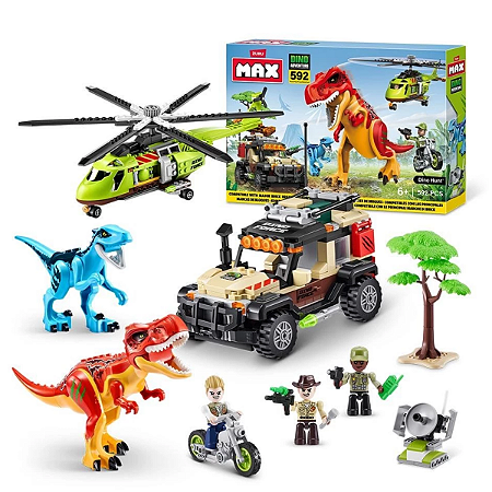 Blocos De Construção Max Dino Adventure 592 Peças Candide