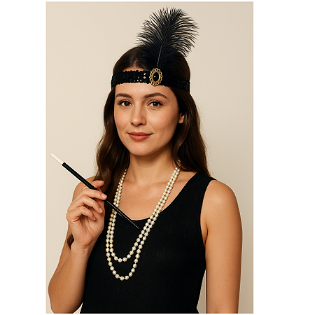 Kit Fantasia Melindrosa Luxo 3 Peças Carnaval Dança Cabaré