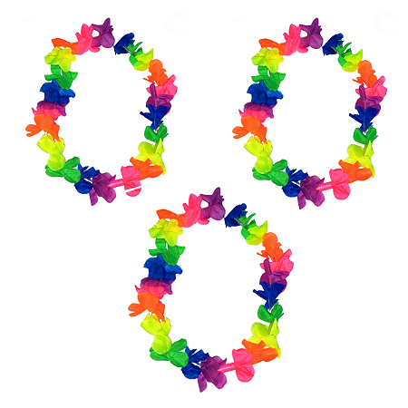 Colar Havaiano Com Pisca Led Luxo Baile do Havai Festas Carnaval Kit Com 03 Un.