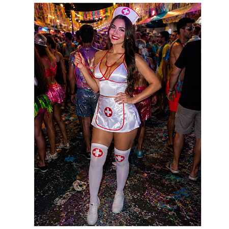 Meia Fina 5/8 Médica Doutora Enfermeira Fantasia Festas