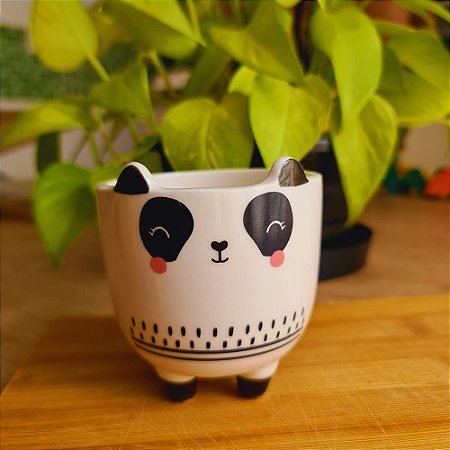 Vaso Cachepô Em Cerâmica Panda