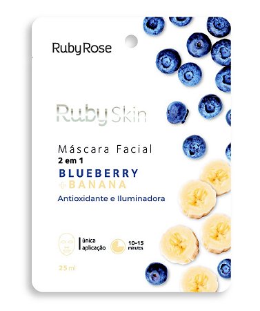 Máscara Facial de Tecido Blueberry e Banana Ruby Rose
