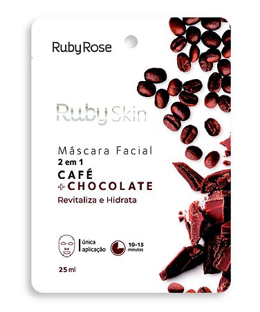 Mascara Facial De Tecido Cafe+Chocolate 2 Em 1 Ruby Rose