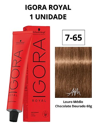 Coloração Igora Royal 7-65 Louro Médio Marrom Dourado 60g