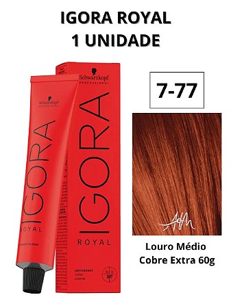 Coloração Igora Royal 7.77 Louro Médio Cobre Extra (Ruivo) 60g - Schwarzkopf