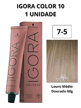 Coloração Igora Color 10 7-5 Louro Médio Dourado 60g