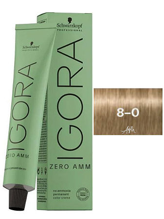 Coloração Igora Zero Amônia 8-0 Louro Claro Natural 60g