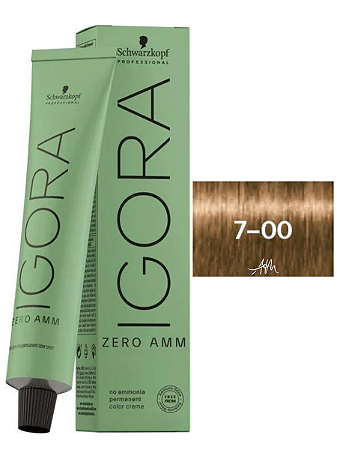Coloração Igora Zero Amônia 7-00 Louro Médio Natural Extra 60g