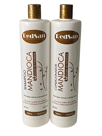 Shampoo E Condicionador Mandioca Kit 1lt Redsan Professional