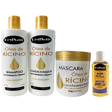Kit Crescimento Shampoo+Condicionador 500ml + Máscara 500g + Óleo de Rícino 60ml