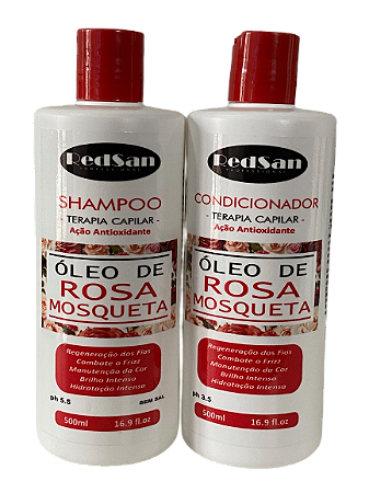 Shampoo e Condicionador Rosa Mosqueta Kit 500ml RedSan Professional