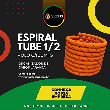 ESPIRAL TUBE LARANJA 1/2 ORGANIZADOR DE FIOS E CABOS ROLO COM 100MTS